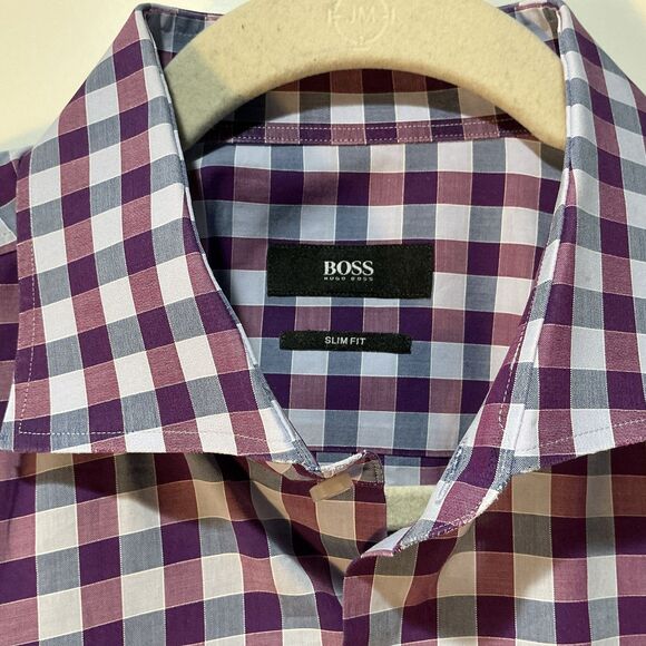 Hugo Boss Slim Fit Button Down Collar Italian Fabric Shirt Men's Size 43/17 - Picture 4 of 7
